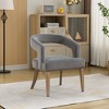 Vynxaria 25.79 Inch Modern Accent Chairs, Brown PU Barrel Shape, Wooden Legs, Armrests, for Dining, Kitchen, Living Spaces - 2 of 4