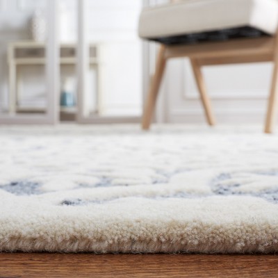 Elegant Floral Light Blue Hand-Tufted Wool Area Rug 4' x 6'