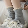 Anna-Kaci Women's 3-Pack Ribbed Crew Socks with Soft Lace Trim and Comfortable Stretch Knit Design - 2 of 3