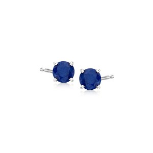 Ross-Simons 1.15 ct. t.w. Sapphire Stud Earrings in 14kt White Gold - 1 of 2