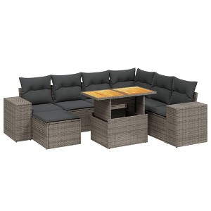 vidaXL Garden Sofa Set Grey PE rattan Large Adjustable Armrests - 1 of 4