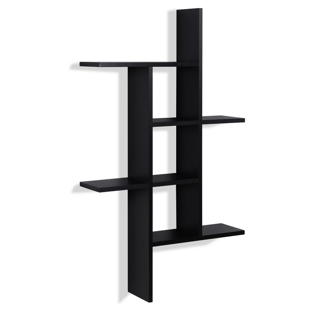 Photos - Garden & Outdoor Decoration Danya B. 40" x 24" Cantilever Wall Shelf Black: Modern Laminated MDF, 4-Tier Storage, Includes Mounting Hardware