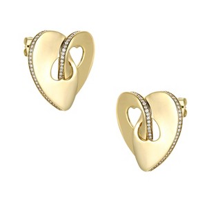 Guili 14K Gold Plated with Cubic Zirconia Abstract Flower Stud Earrings Featuring Artistic Design for Elegant Modern Jewelry Lovers - 1 of 2