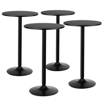 Costway 4 PCS Round Pub Table 24'' Bistro Bar Cocktail Table w/Metal Base Black