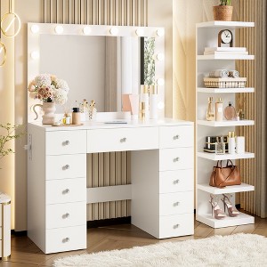 white christmas dresses Oak, Ash Solid Wood Vanity Table Shelf Integrated main image 1