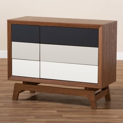 Svante Mid-Century Walnut Finish 6-Drawer Chest with Gray Gradient