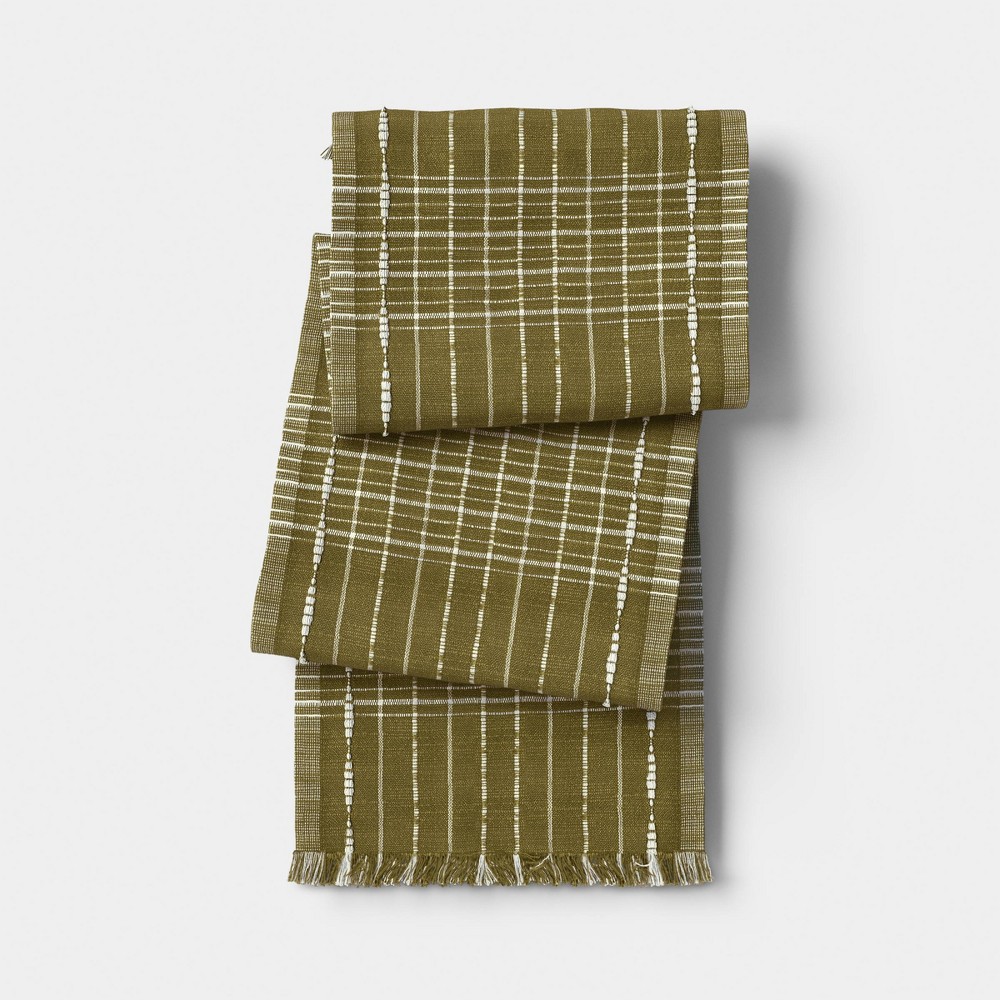 108"x14" Woven Table Runner Olive - Threshold™