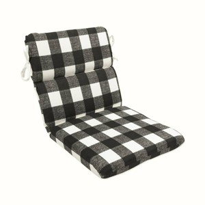 Anderson Rounded Corners Outdoor Chair Cushion Black - Pillow Perfect: Weather-Resistant Patio Seat with Ties - 1 of 4