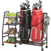 MOEPISY Golf Bag Storage Rack for Garage with Wheels, Organizer for Golf Bag and Equipment Accessories (Black) - 2 of 4