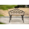 Vynxaria Outdoor Patio Bench with Floral Design - Black, 33.80'' W x 22.40'' D x 34.60'' H - 3 of 4