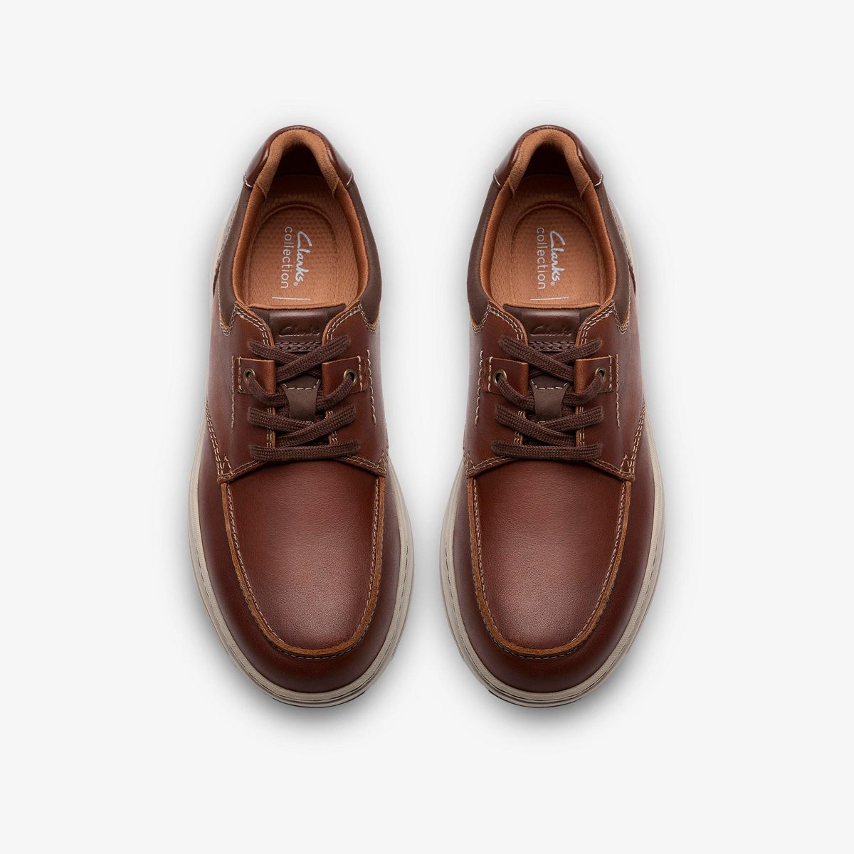 Clarks Mens Craftwell Moc Dark Tan Lea Shoes - thumbnail 6