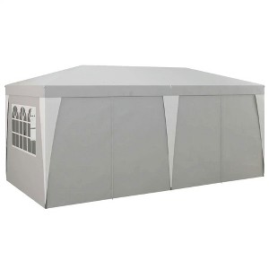 Resenkos Backyard Garden Canopy, Camping Canopy Screen Tent,19 x 10' Pop Up Canopy with Removable Sidewalls, Windows, Gray Light Gray - 1 of 4