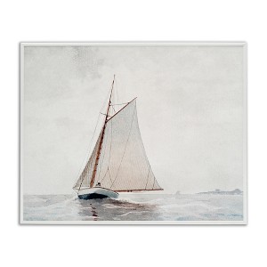 Stupell Industries Sailboat Foggy Weather Clouds Ocean Waves Crashing Black Framed Giclee Art - 1 of 4
