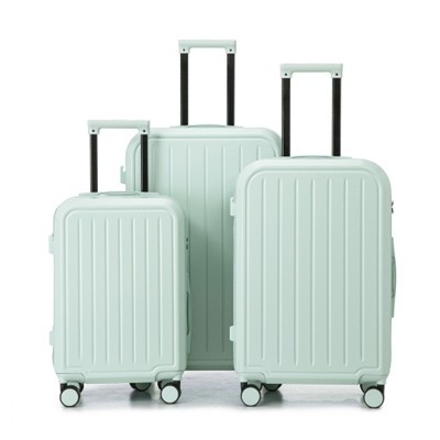 BEAFUP 20"/24"/28" 3 pcs/set in ABS Spinner Wheel Luggage, Carry on Suitcase, with Cup Holder & USB Port