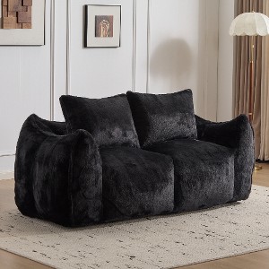 Lyngins Giant Bean Bag Chair, Oversized Rabbit Fabric Lazy Chair with High-Density Foam, 2-Seater Accent Chair, Fluffy Loveseat Bean Bag Sofa Chair - 1 of 4