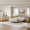 3 Drawer Rattan Dresser for Bedroom, Tall Freestanding Boho Chest of Drawers, Wood Storage Cabinet for Nursery, Living Room, or Closet - 3 of 4