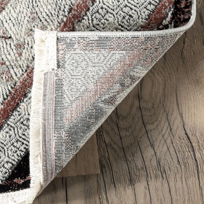 Red Geometric Synthetic Easy Care Area Rug