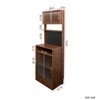 SKRAN Kitchen Pantry Sideboard with 2 Sliding Striped Glass Doors, Freestanding Countertop Storage Cabinet for Bottles, Wine, Coffee Machine, Walnut - 3 of 4