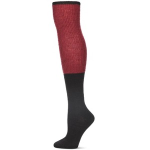 Memoi Women's Two Tone Ribbed Wool Over The Knee Socks Black One Size - 1 of 4