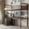 Coucheta Loft Bed Twin Size with l-Shaped Desk, Metal Bunk Bed with 2 Open Shelves & Decorative Mesh, Twin Loft Bed with 13.4" h Safety Guard & Ladde - 2 of 4