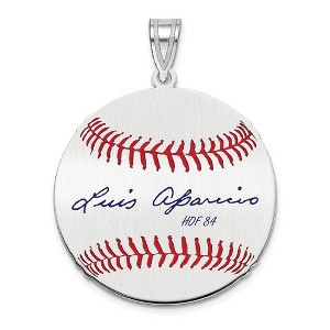 Black Bow Jewelry Sterling Silver Luis Aparicio Signature MD Enamel Baseball Pendant - 1 of 4