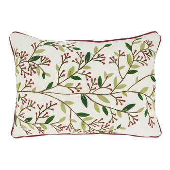 Saro Lifestyle Holiday Hues Red Berries Poly Filled Throw Pillow, 14"x20", Multicolored