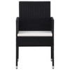 vidaXL Patio Chairs with Cream White Cushions 4 pcs Black Poly Rattan - 3 of 4