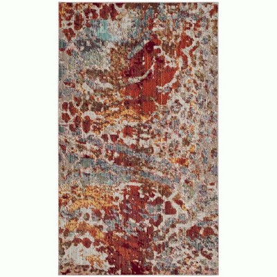 Valencia Multi-Color Abstract Polyester 3' x 5' Area Rug