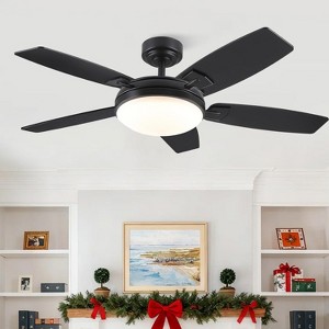 Kviflon 52 Inch Modern Downrod Ceilng Fan Light, Reversible DC Motor,3CCT Dimmiable LED,for Living Room Patio Kitchen - 1 of 4