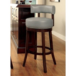 Royal Hampton Contemporary 29" Barstool With pu Cushion, Gray Finish, Set of 2 - 1 of 2