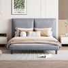 Streamdale Queen Size Upholstered Platform Bed with Two Large Headrests and Thick Fabric, Polyester, Gray - 2 of 4