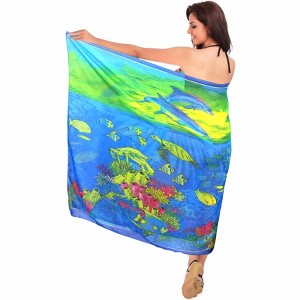 LA LEELA Women's Bikini Beach Wrap Swim Cover Up Swimwear Skirt Summer Wraps Beachwear Sarong Coverups Swimsuits for Women One Size Blue,Turtle - 1 of 4