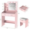 Makeup Vanity Desk w/Mirror and Lights Wood Vanity Table w/ Drawers Open Shelves Charging Station - 4 of 4