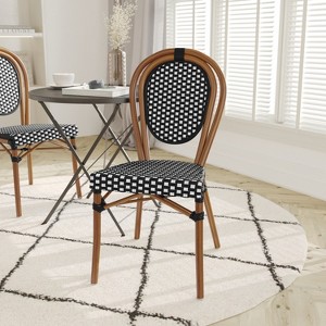 Emma and Oliver Set of Two Indoor/Outdoor Restaurant Style Rattan Barstools - 1 of 4