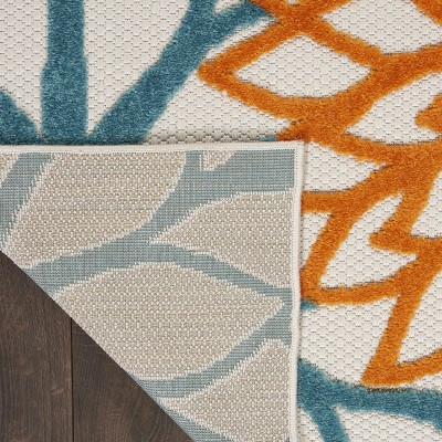 Tropical Turquoise Floral 2' x 6' Synthetic Outdoor Runner Rug