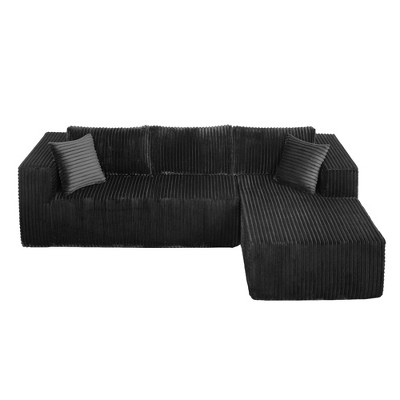 Hzzkey 105" L-Shaped Cloud Sofa with Chaise, Modular Plush Sectional, Beige White,Black,Grey,No Assembly