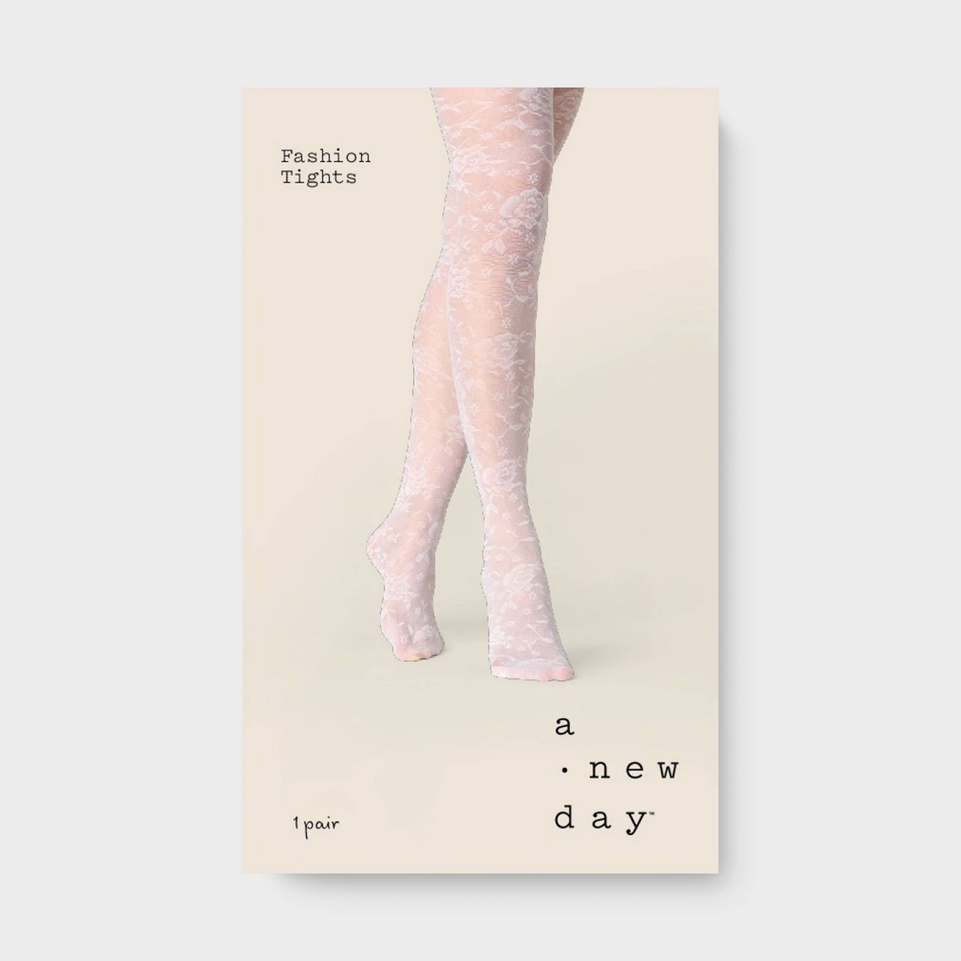 Women's Rose Floral Tights - A New Day™ White