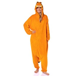 Garfield Adult Character Hooded Union Suit Costume Kigurumi Pajama Orange - 1 of 4