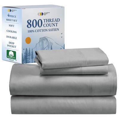 Luxury Bed Sheets Set - 800 Thread Count 100% Cotton Sheets, Deep Pocket, Soft, Cool & Breathable by California Design Den