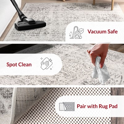 Gray 6' Square Synthetic Reversible Area Rug