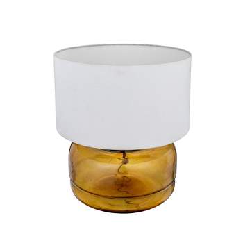 Storied Home Amber Glass Table Lamp with White Cotton Shade