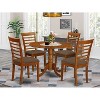 Coastal Kitchen Table Set - 42" Round Table with Drop Leaves & 4 Ladder Back Chairs - 2 of 4