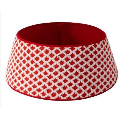 Adjustable Christmas Tree Collar with Diamond Pattern, Soft Plush Boho Xmas Tree Ring Tree Skirt for Holiday Home Decor