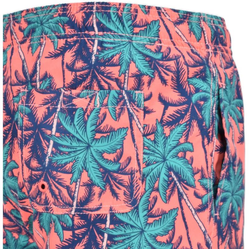 Burnside Men's Swim Suits Quick Dry 5" Inseam | Coral Palm Tree, 3 of 5
