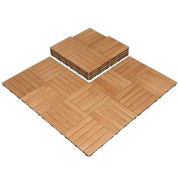 Yaheetech Pack of 27 Fir Wood Flooring Tiles For Patio Garden