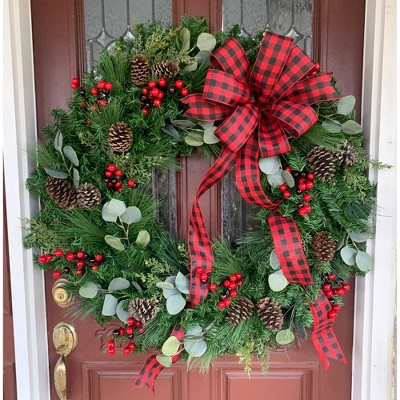 36" Green Pine Artificial Christmas Wreath with Metal Frame