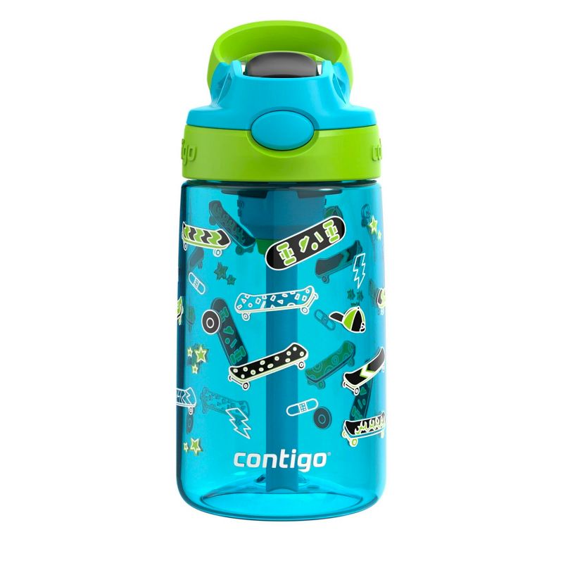 Contigo Kid's 14 oz. Aubrey Plastic Water Bottle - Blue Raspberry/Skater, 1 of 3