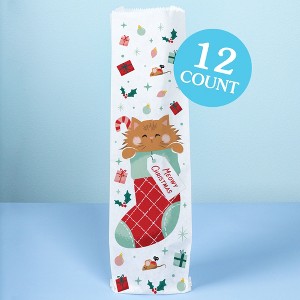 Big Dot of Happiness Cat Christmas Wine Gift Bags, Funny Pets Holiday Party Hostess Thank You Wine Bottle Gift Wrap, Bulk Holiday Paper Bags - 12 ct - 1 of 4