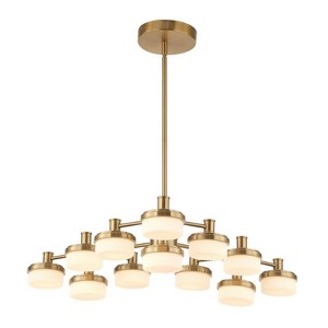 Uttermost Wedge LED Chandelier – 12-Light Contemporary Brass Fixture with Opal Shades and Long Life LEDs - 1 of 4