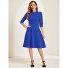 INSPIRE CHIC Women's Vintage 3/4 Sleeves Stand Collar Office Work Elegant A-Line Dress - 4 of 4